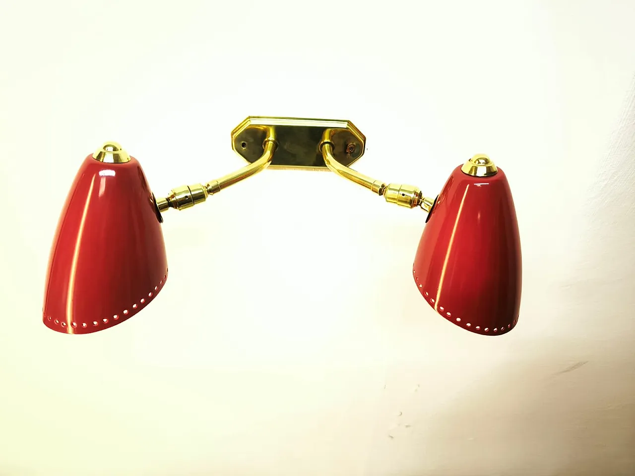 Adjustable double light wall lamp in brass by Stilnovo, 1960s 6