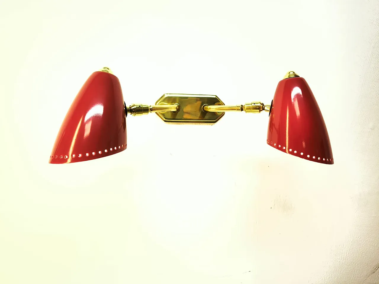 Adjustable double light wall lamp in brass by Stilnovo, 1960s 7