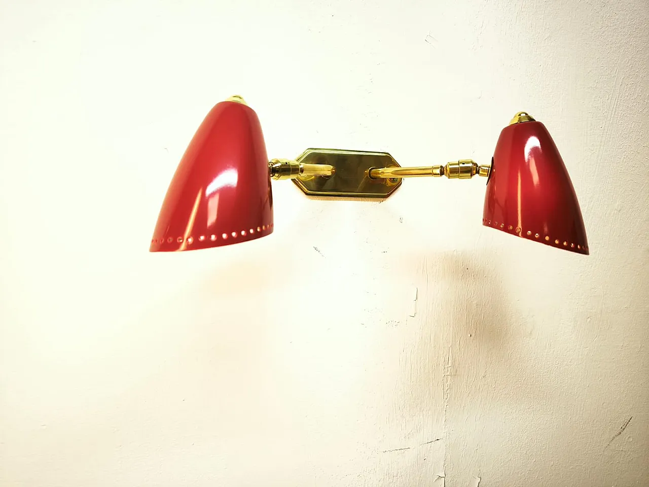Adjustable double light wall lamp in brass by Stilnovo, 1960s 9
