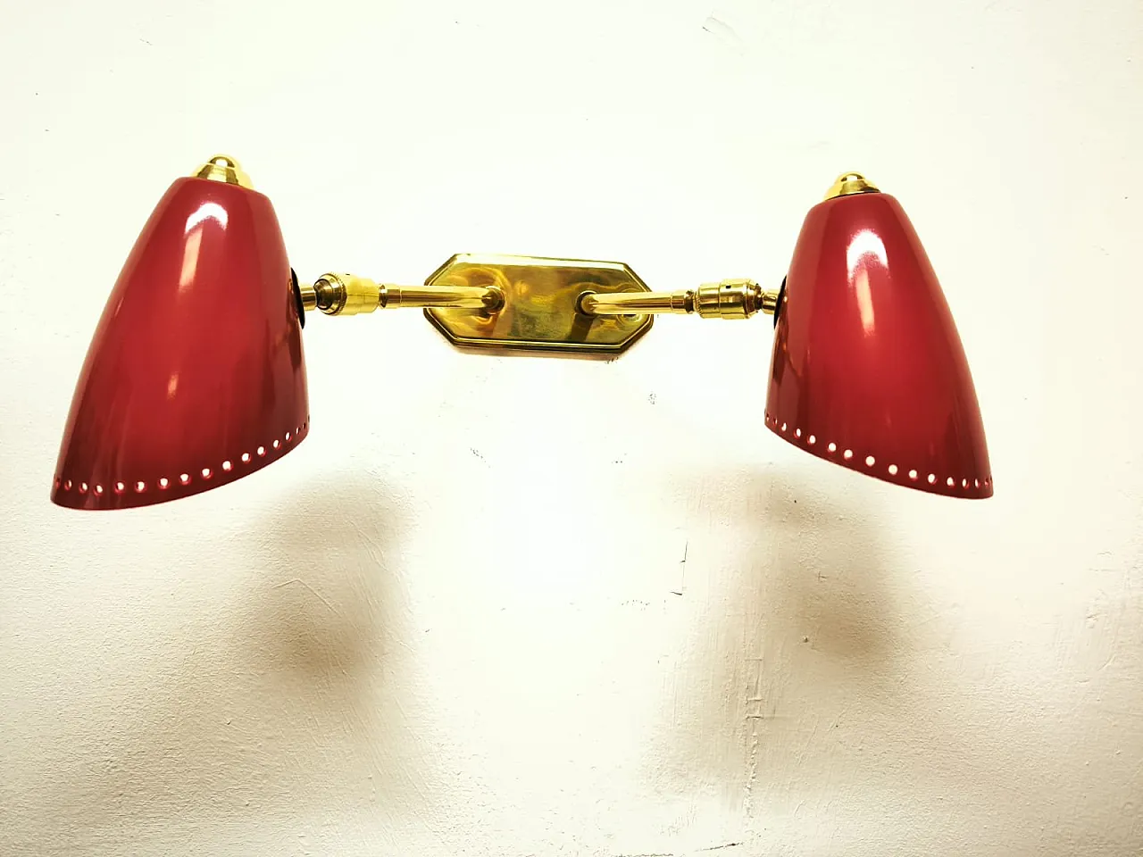 Adjustable double light wall lamp in brass by Stilnovo, 1960s 13