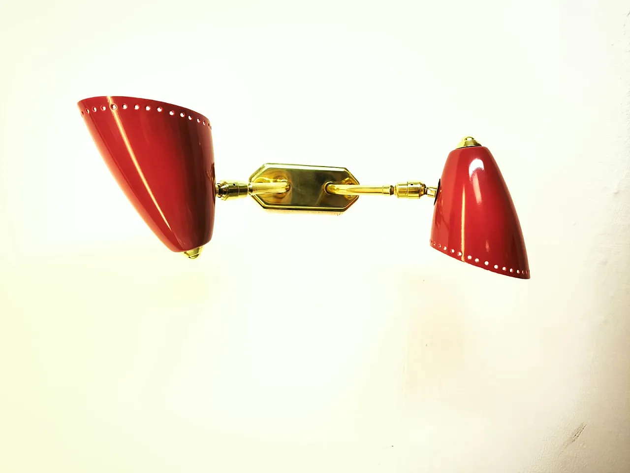Adjustable double light wall lamp in brass by Stilnovo, 1960s 15