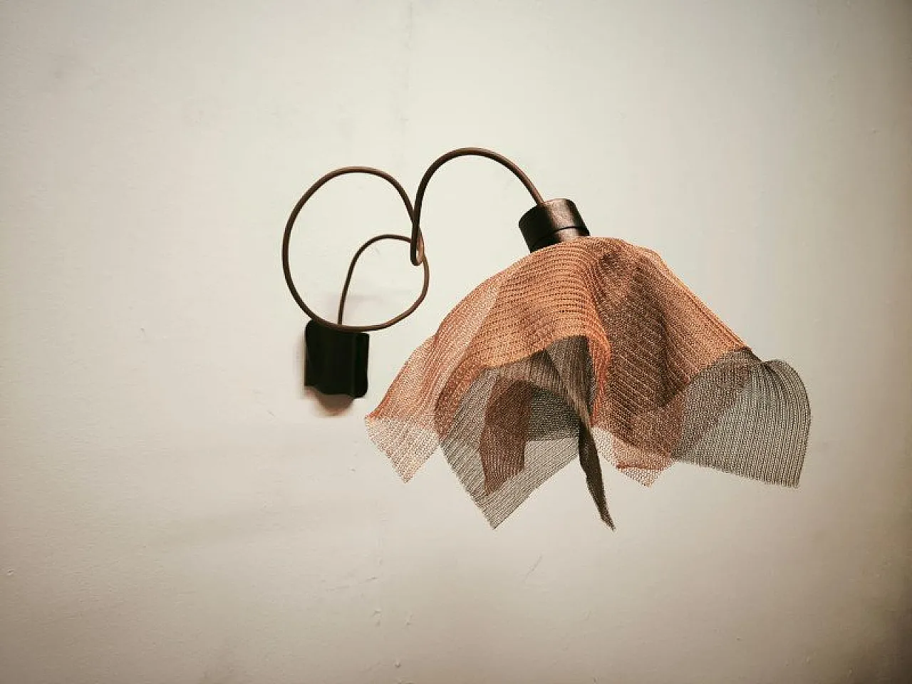 Copper pendant lamp with metal handkerchiefs, 1980s 1