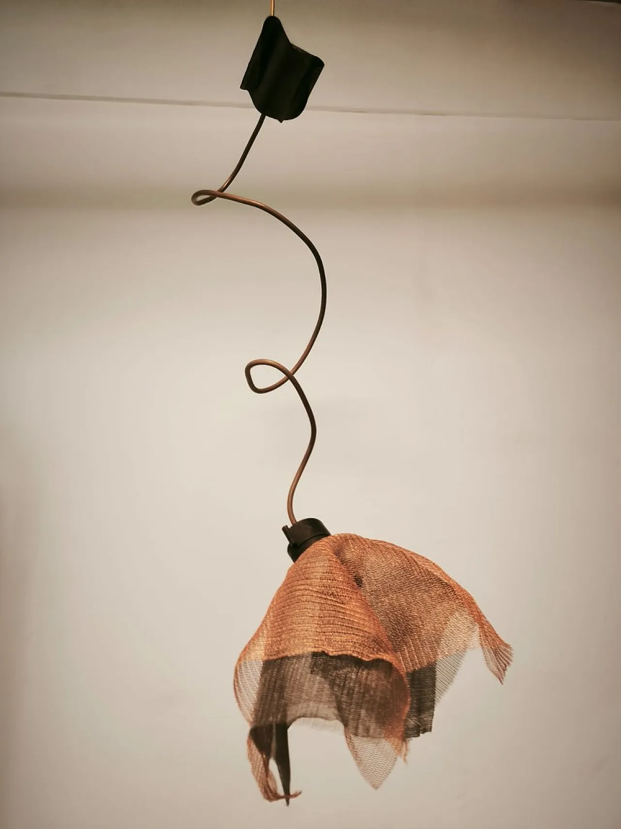 Copper pendant lamp with metal handkerchiefs, 1980s 2