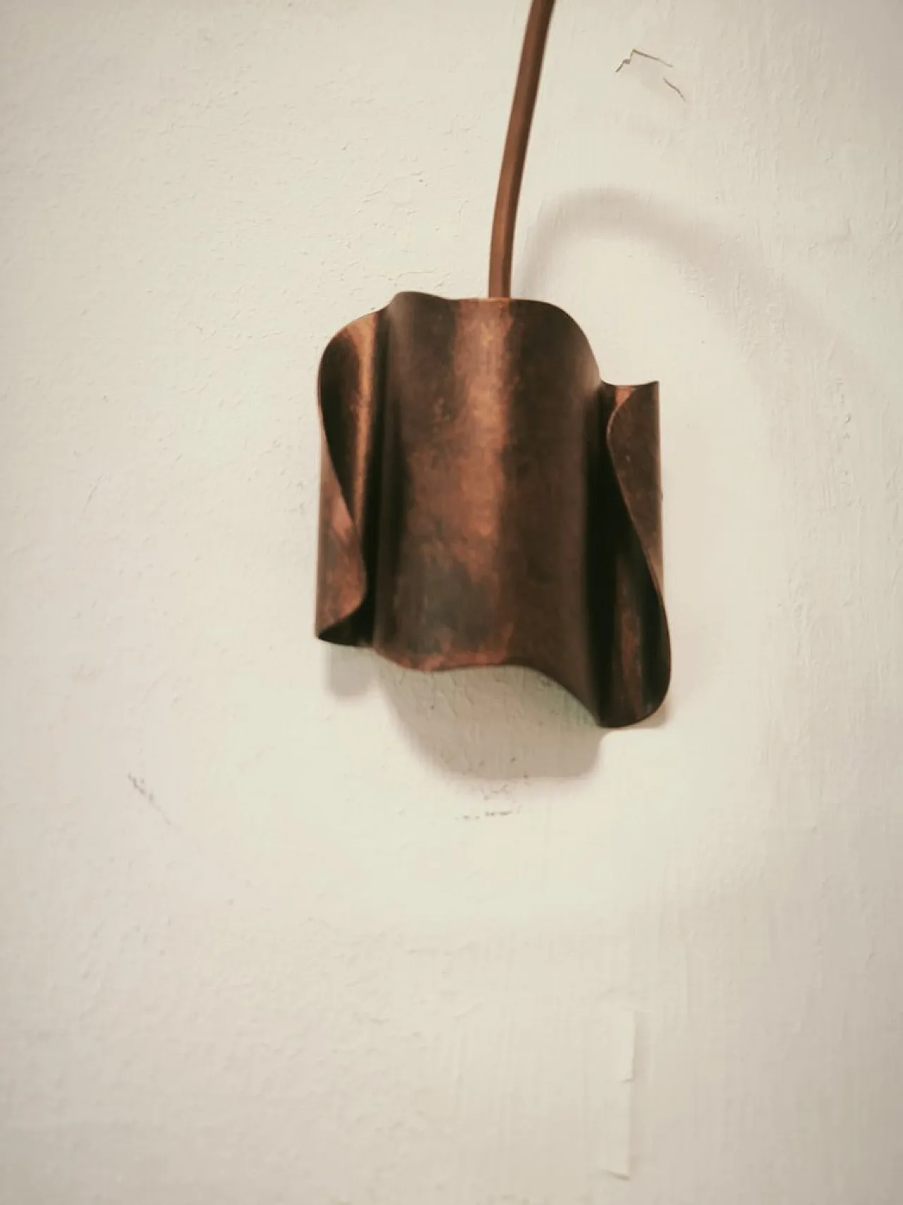Copper pendant lamp with metal handkerchiefs, 1980s 4