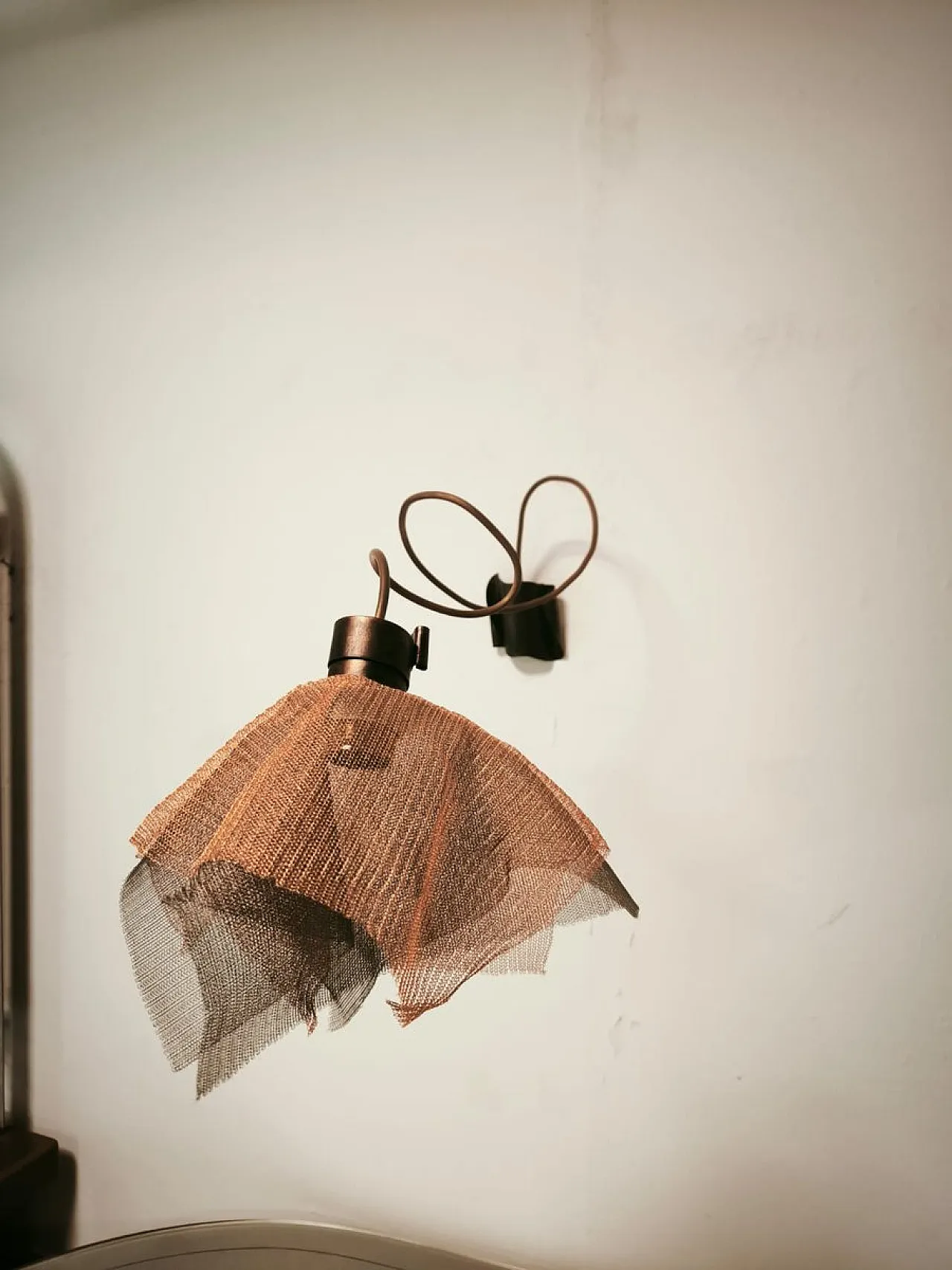 Copper pendant lamp with metal handkerchiefs, 1980s 6