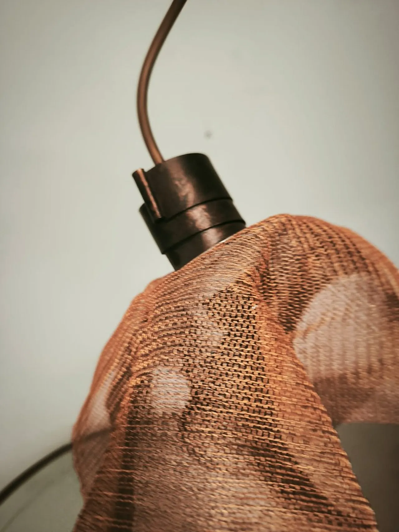 Copper pendant lamp with metal handkerchiefs, 1980s 9