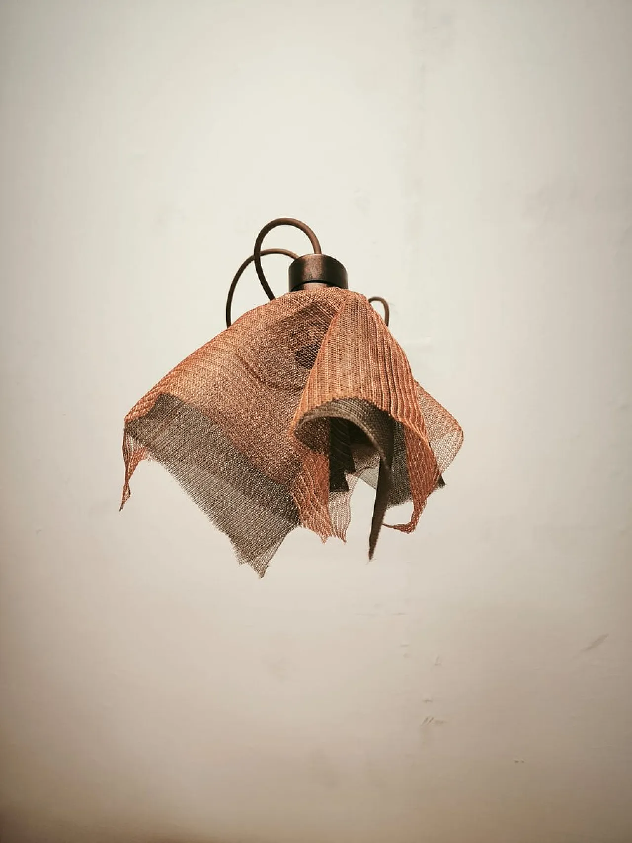 Copper pendant lamp with metal handkerchiefs, 1980s 10