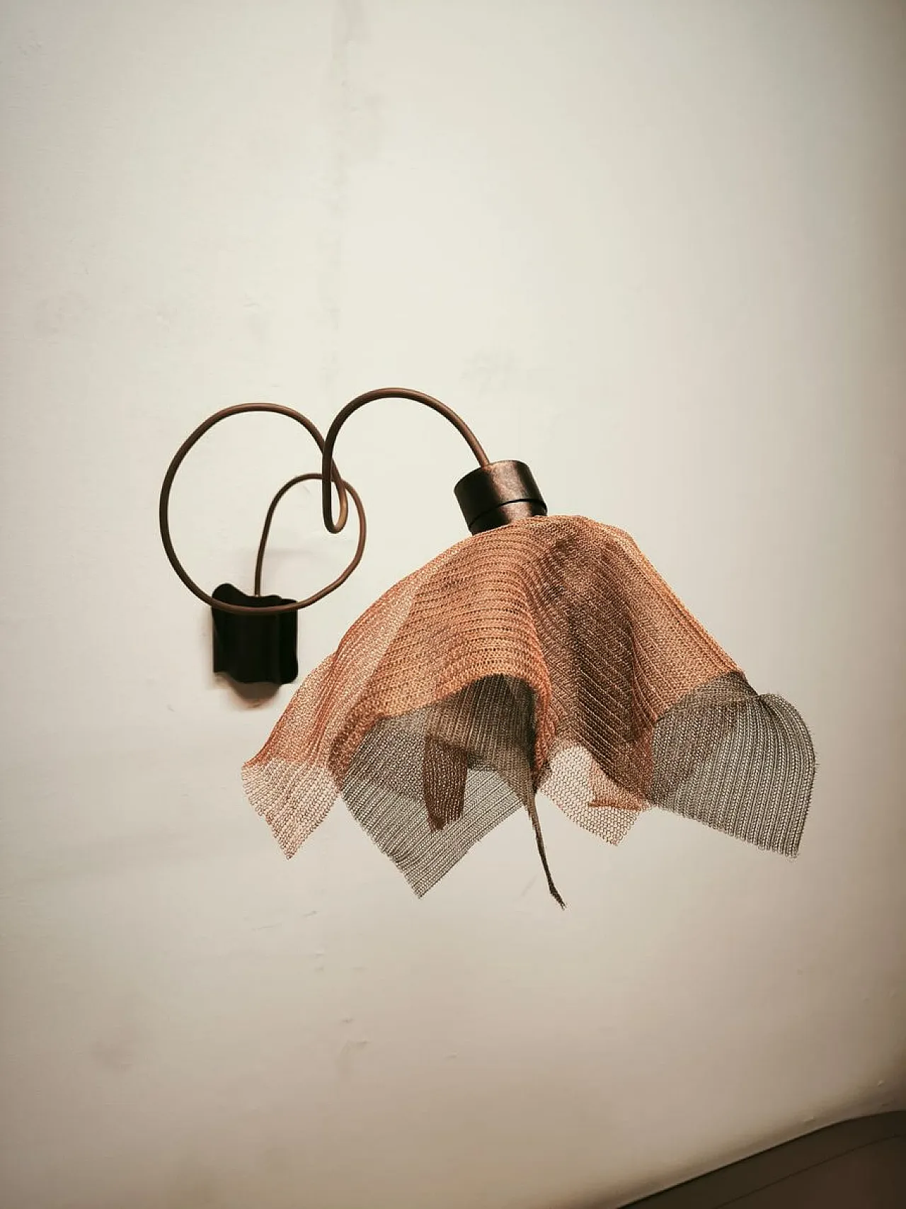 Copper pendant lamp with metal handkerchiefs, 1980s 11