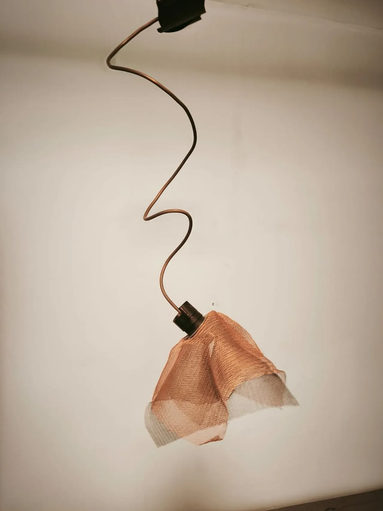 Copper pendant lamp with metal handkerchiefs, 1980s 16