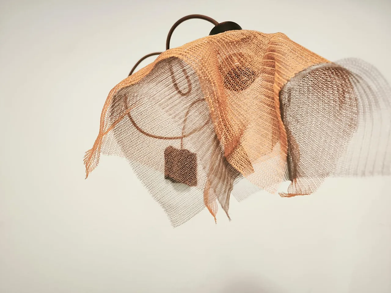 Copper pendant lamp with metal handkerchiefs, 1980s 18