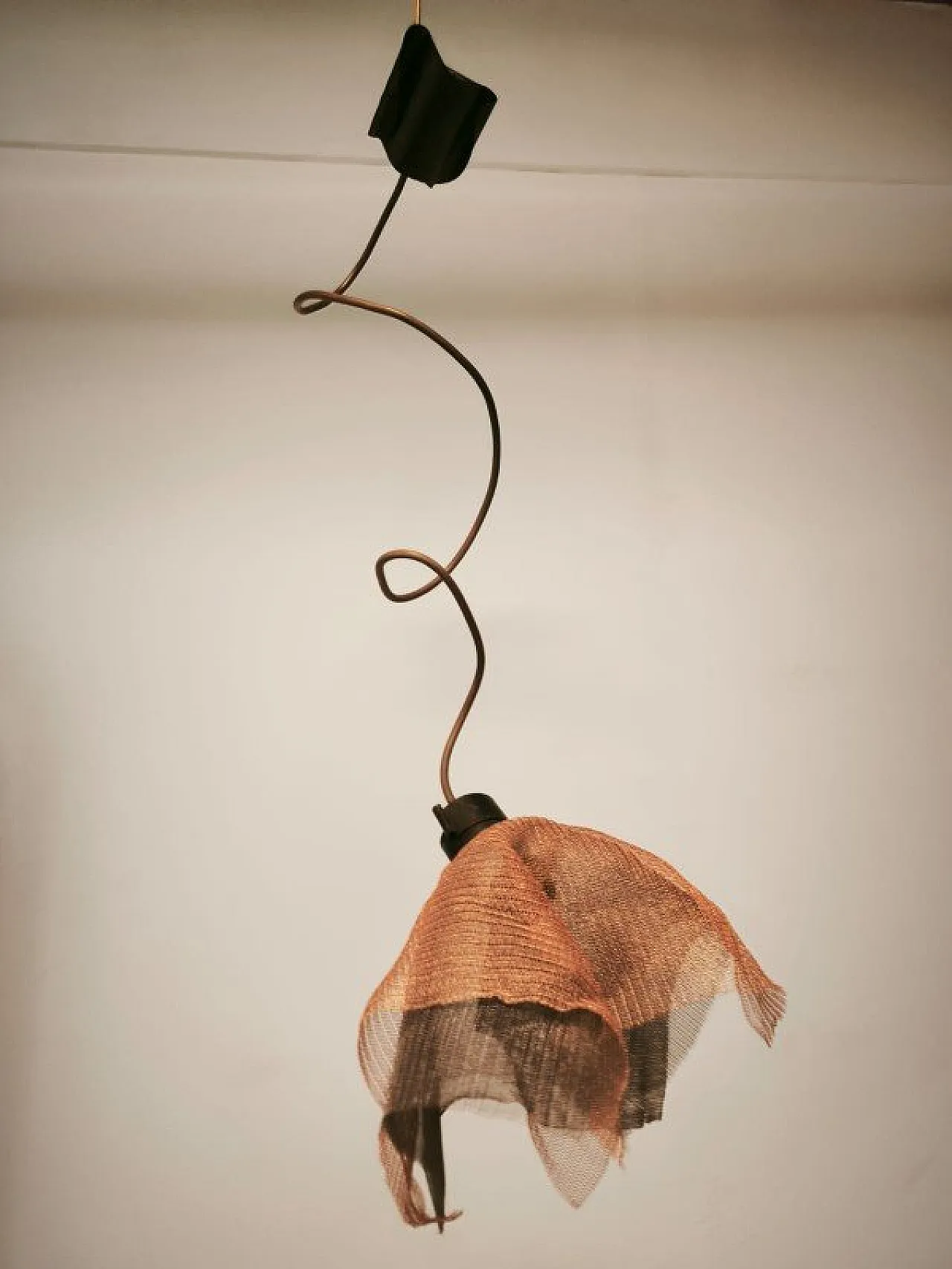 Copper pendant lamp with metal handkerchiefs, 1980s 23