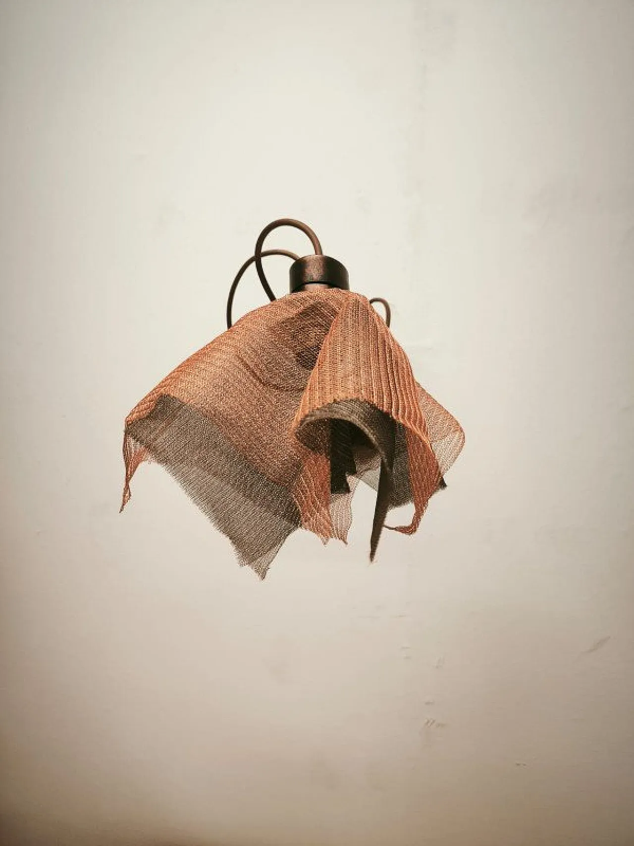 Copper pendant lamp with metal handkerchiefs, 1980s 25