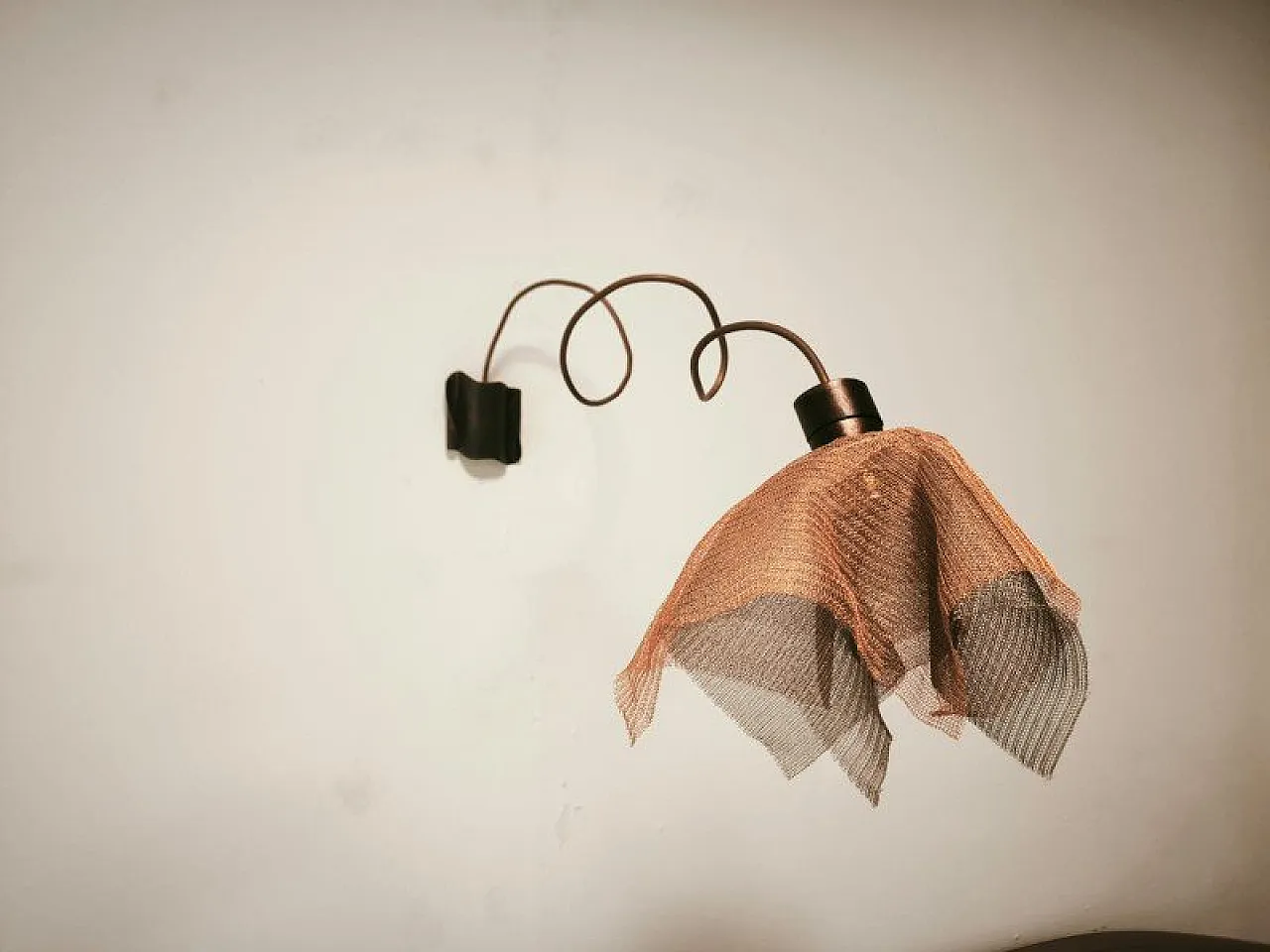 Copper pendant lamp with metal handkerchiefs, 1980s 29