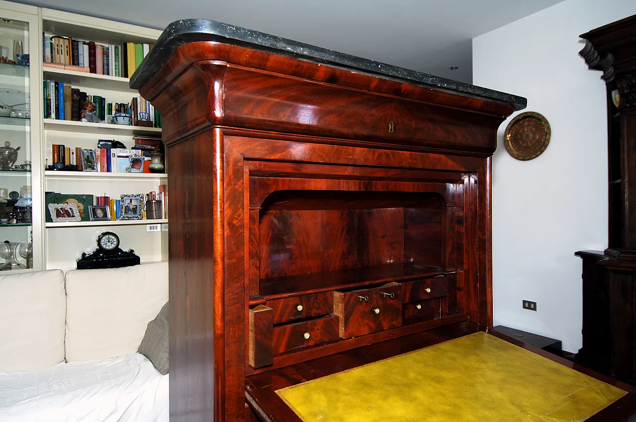 French mahogany feather secretaire, Mid 19th century 6