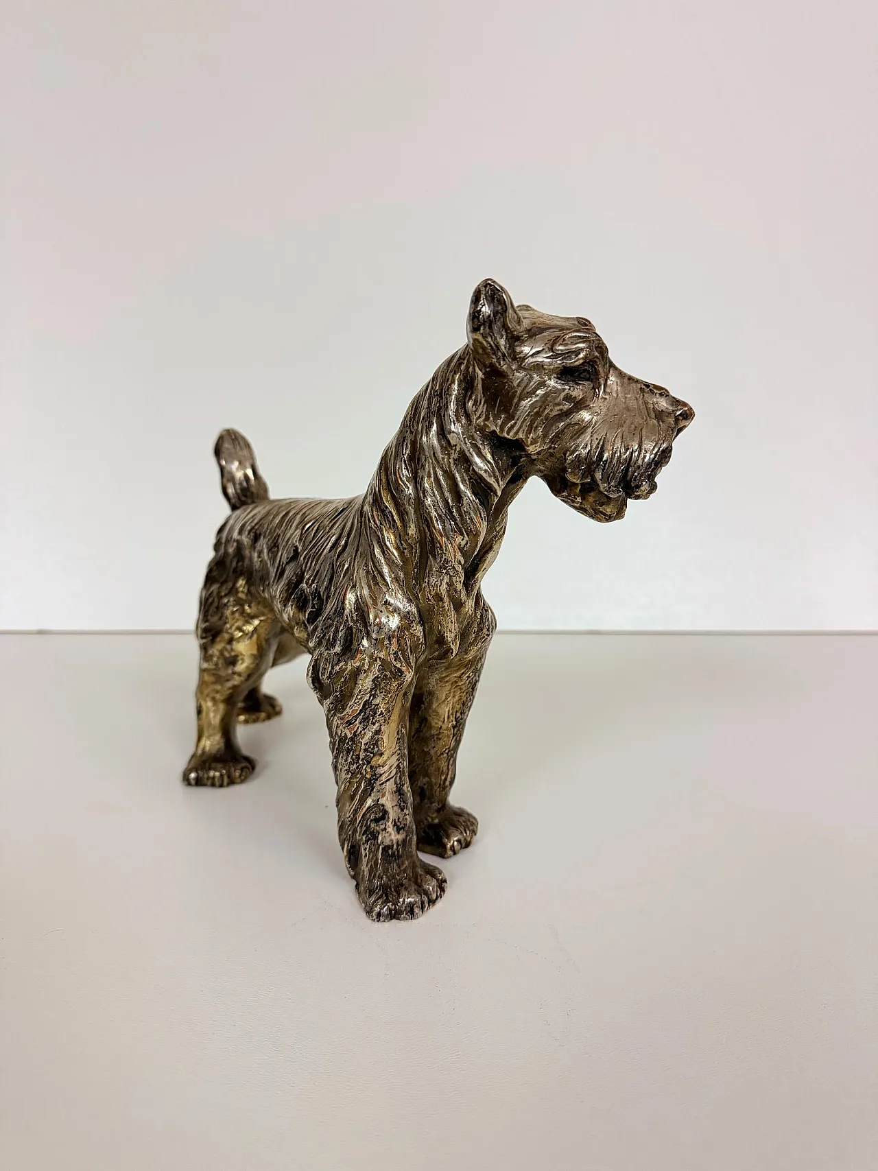 Schnauzer Dog by Spigarolo in ceramic, copper and silver, 1950s 3