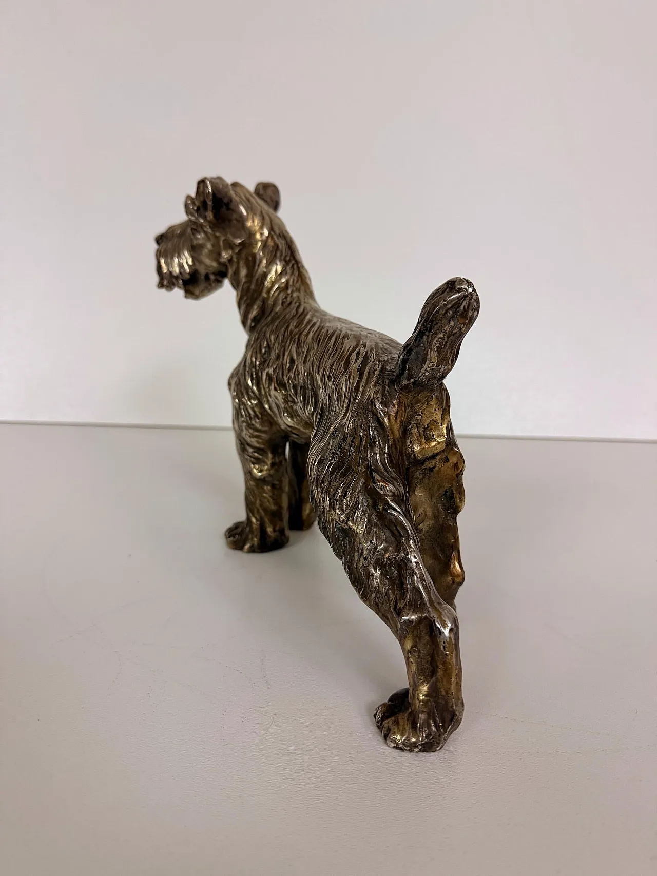 Schnauzer Dog by Spigarolo in ceramic, copper and silver, 1950s 4