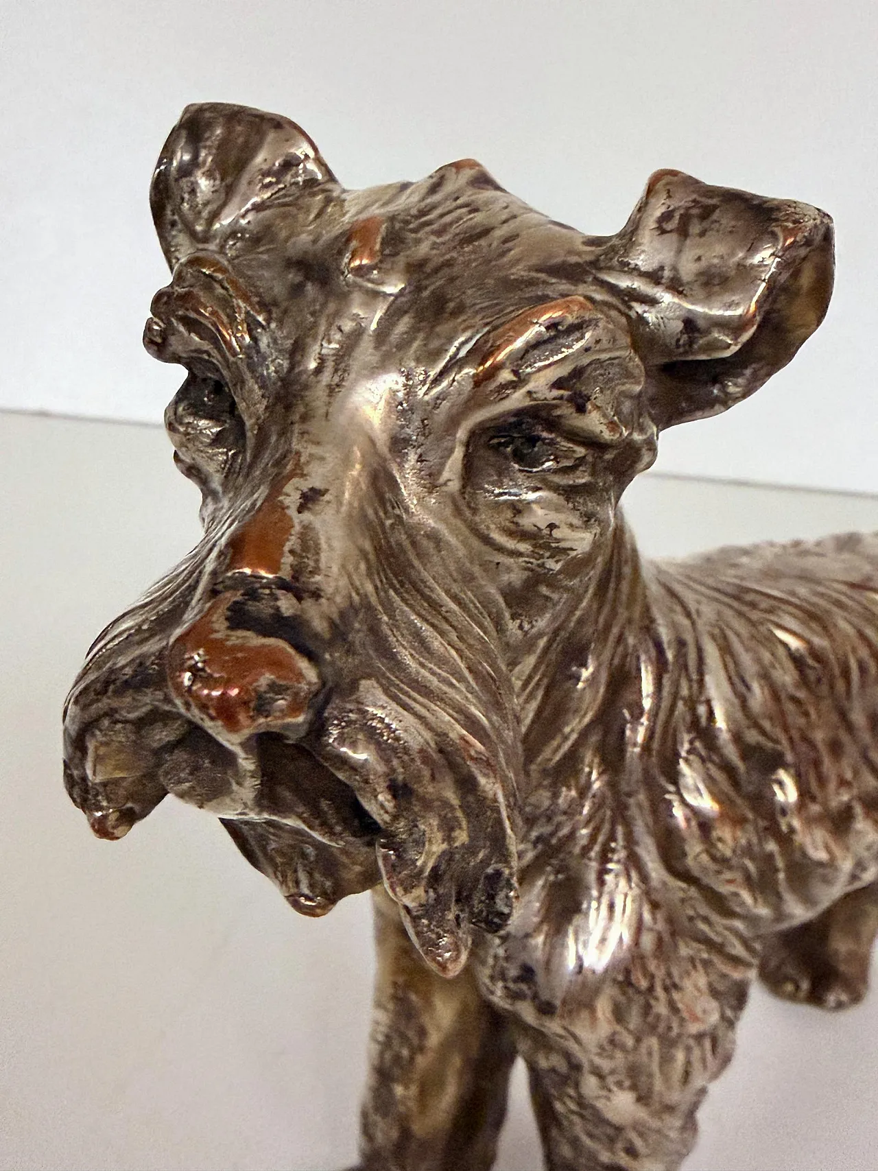 Schnauzer Dog by Spigarolo in ceramic, copper and silver, 1950s 9