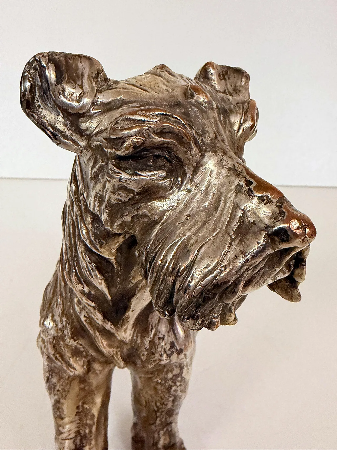 Schnauzer Dog by Spigarolo in ceramic, copper and silver, 1950s 10
