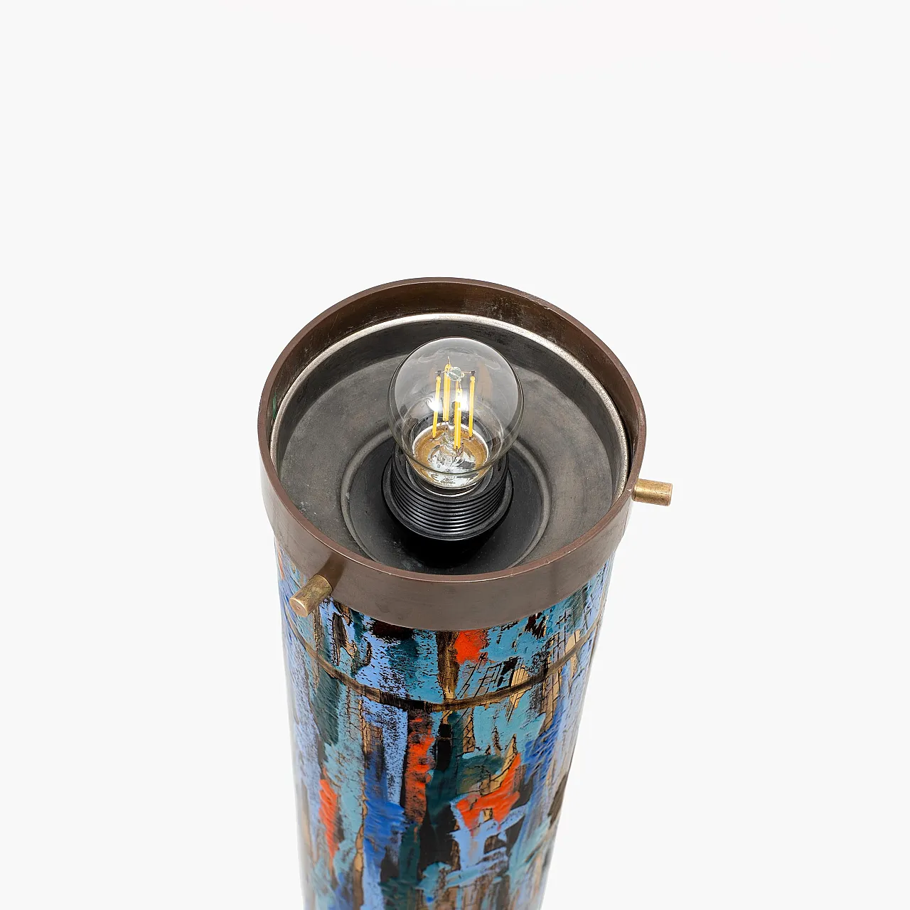 Enamelled brass floor lamp by Angelo Brotto for Esperia, 1960s 7