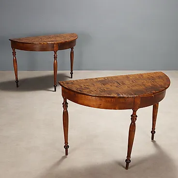 Coppia di consolle in noce e abete, primo '900