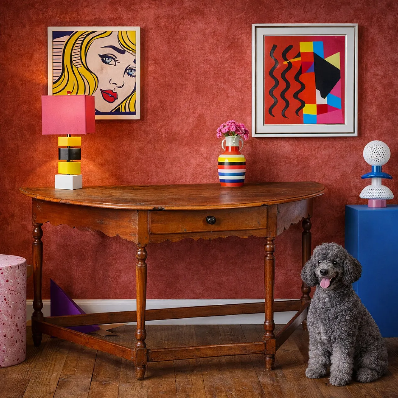 Shaped cherry console table, early 18th century 2