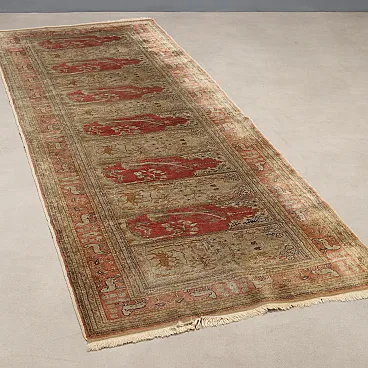 Kayseri cotton and silk rug, fine knot, handcrafted, 20th century