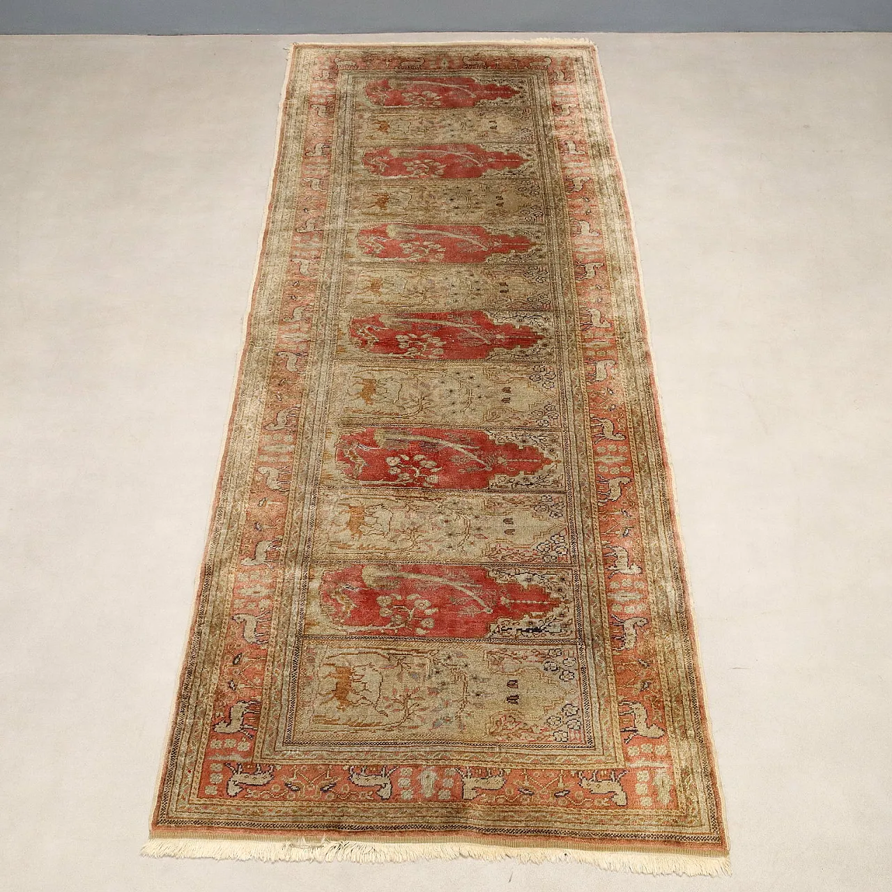 Kayseri cotton and silk rug, fine knot, handcrafted, 20th century 3