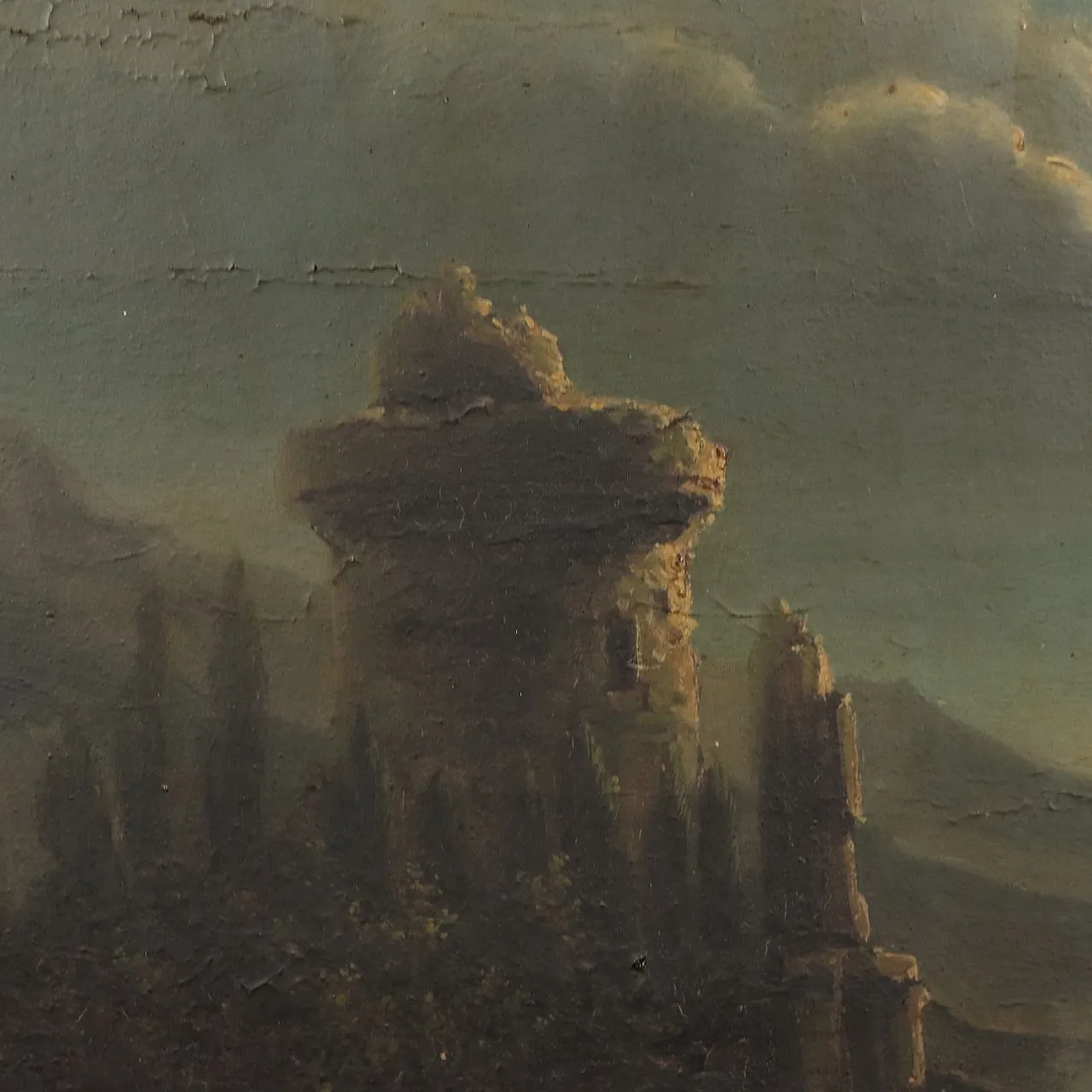 Flat landscape, oil on panel, 19th century 6