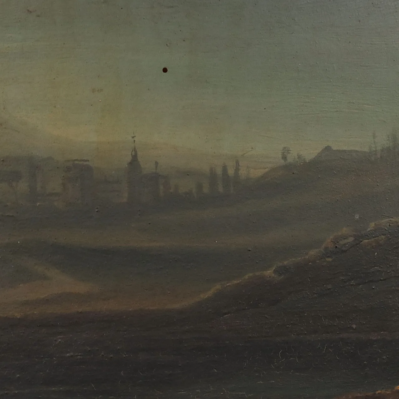 Flat landscape, oil on panel, 19th century 7