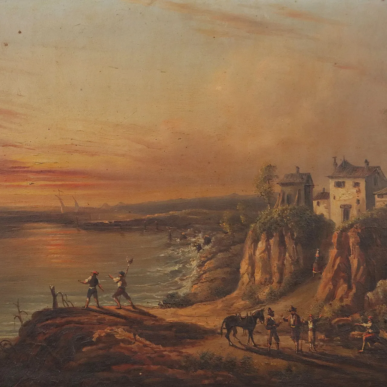 Dipinto olio su tavola con cornice, '800 3