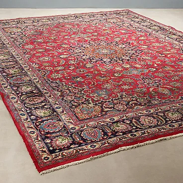 Mashad carpet in cotton and wool, large knot, handmade, 20th century