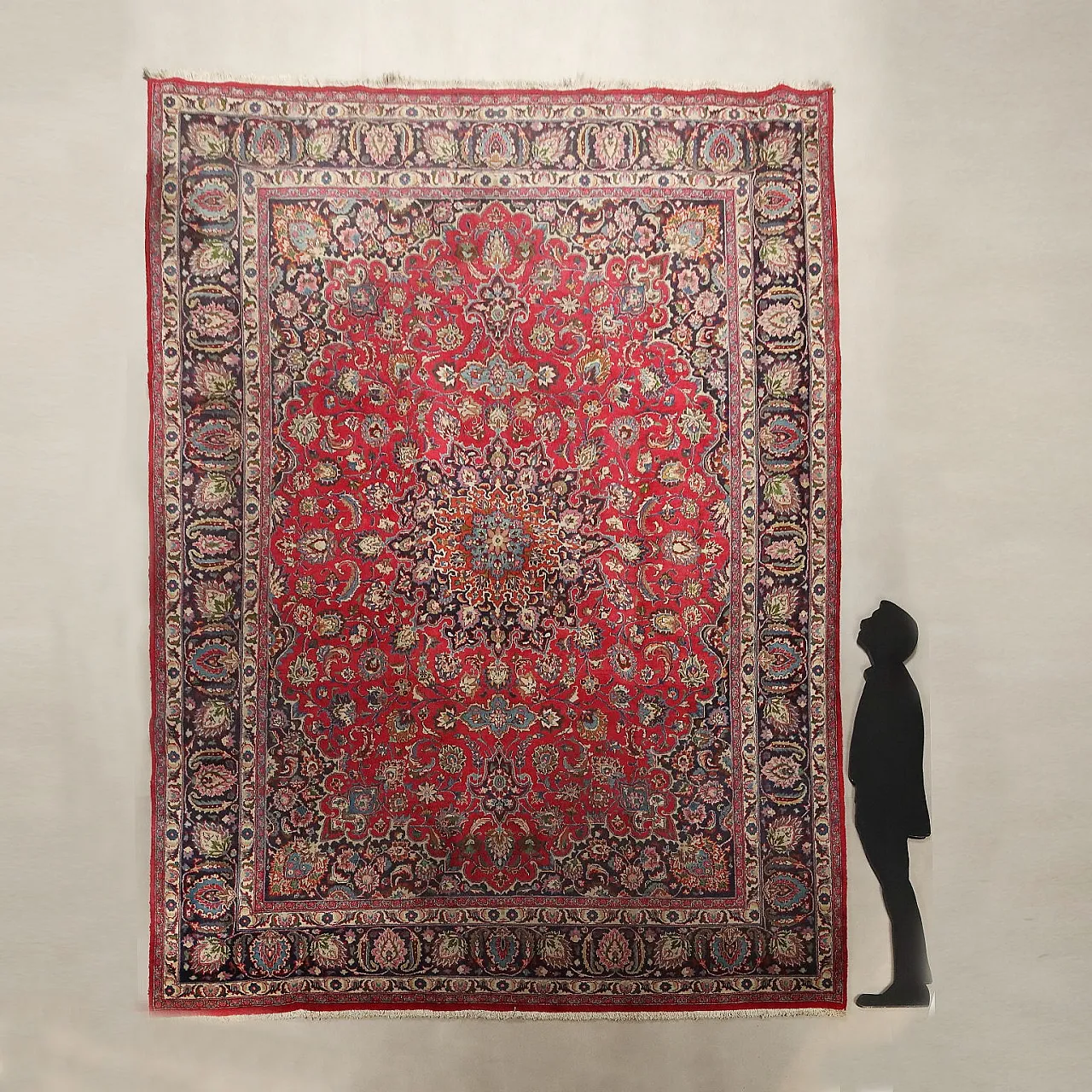 Tappeto Mashad in cotone e lana, nodo grosso, fatto a mano, '900 2