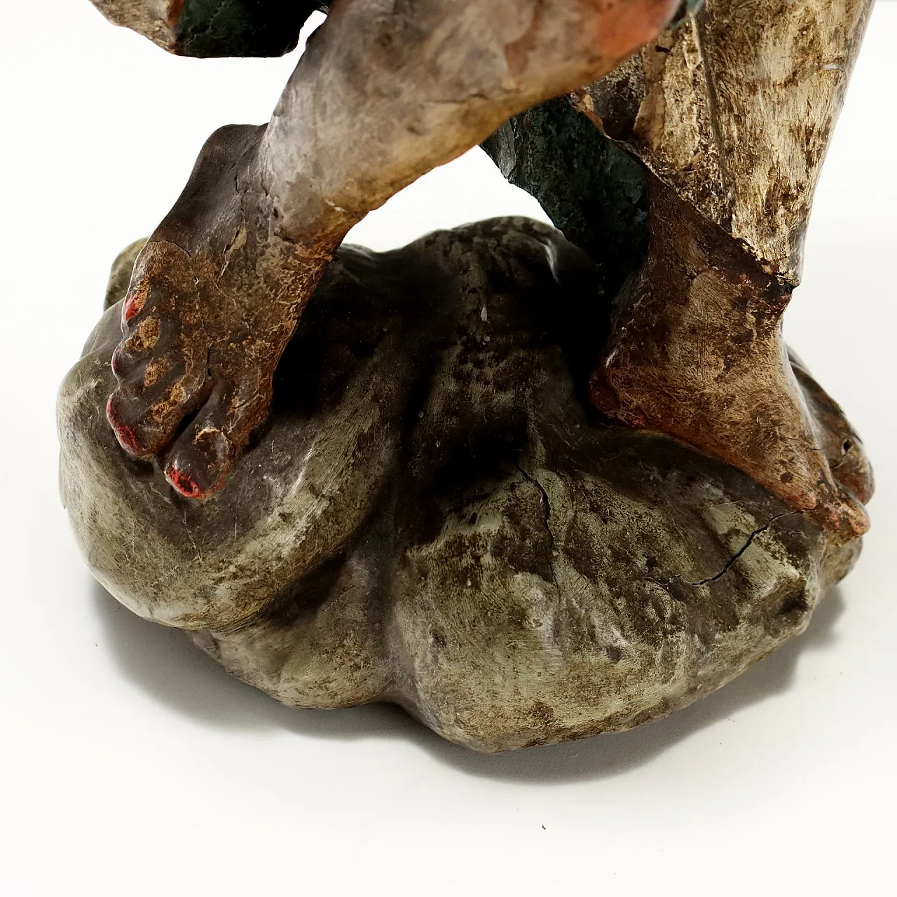 Pair of carved, lacquered and gilded wooden angels, 18th century 7