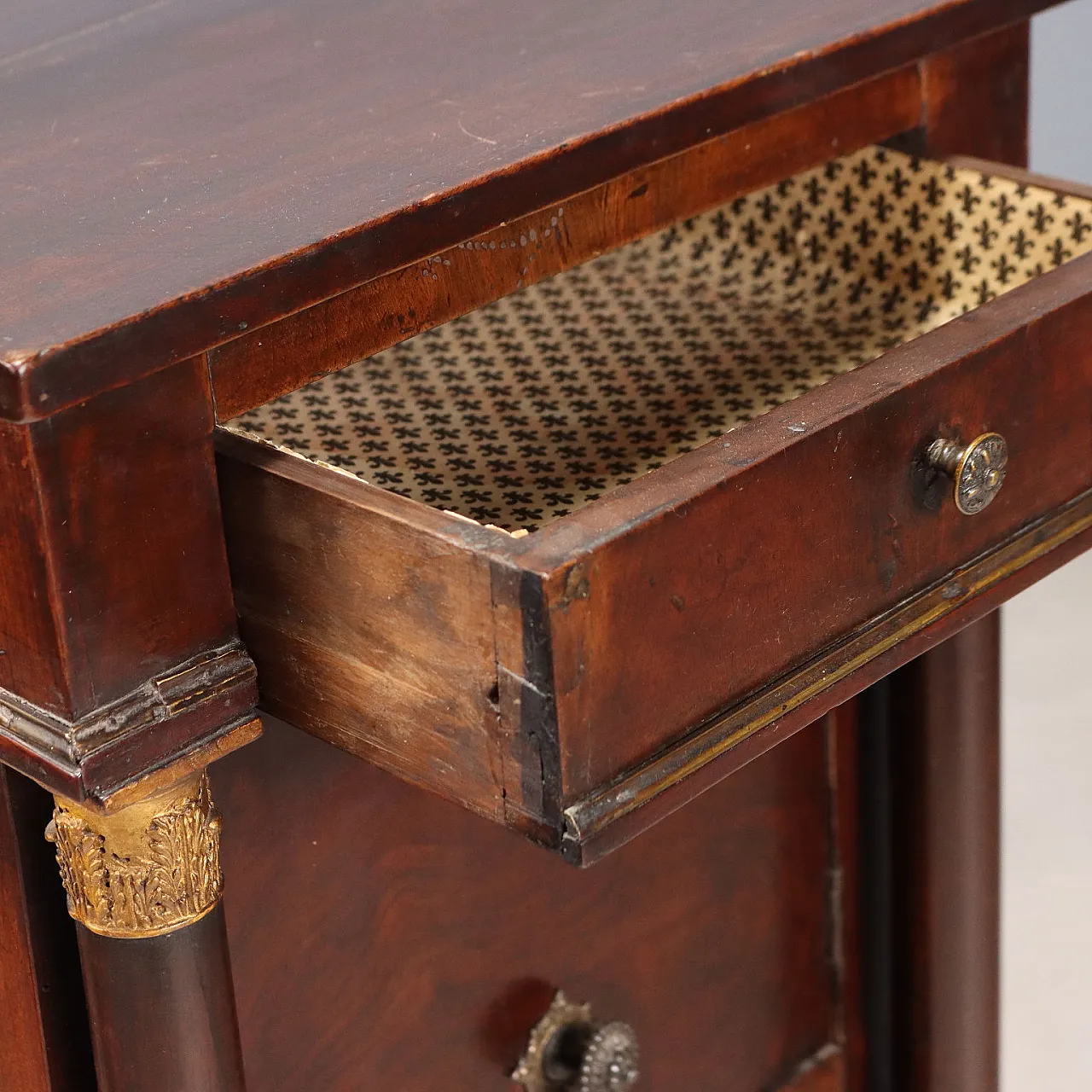 Empire walnut bedside table, 19th century 6
