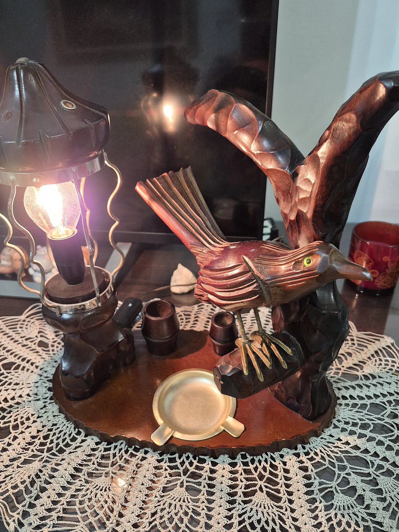 Carved table lamp by Aldo Tura, 1940s 4