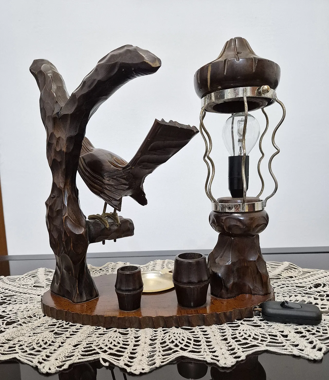 Carved table lamp by Aldo Tura, 1940s 5