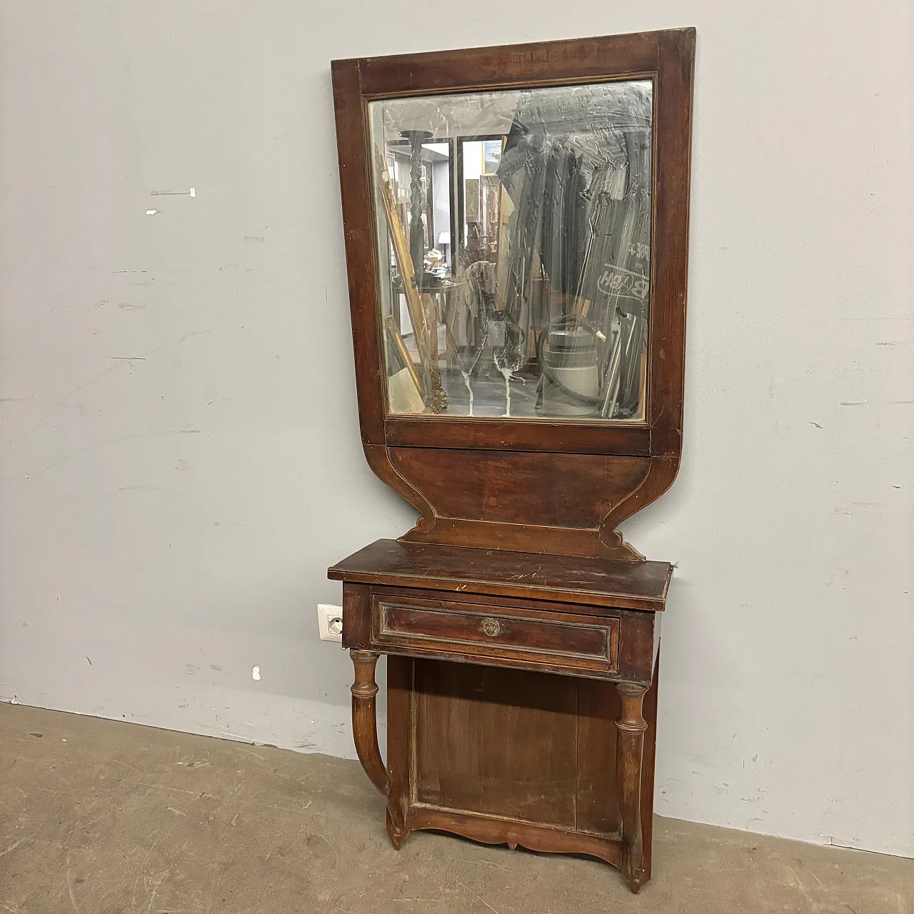 Mirrored suspended Empire console in walnut, 19th century 3