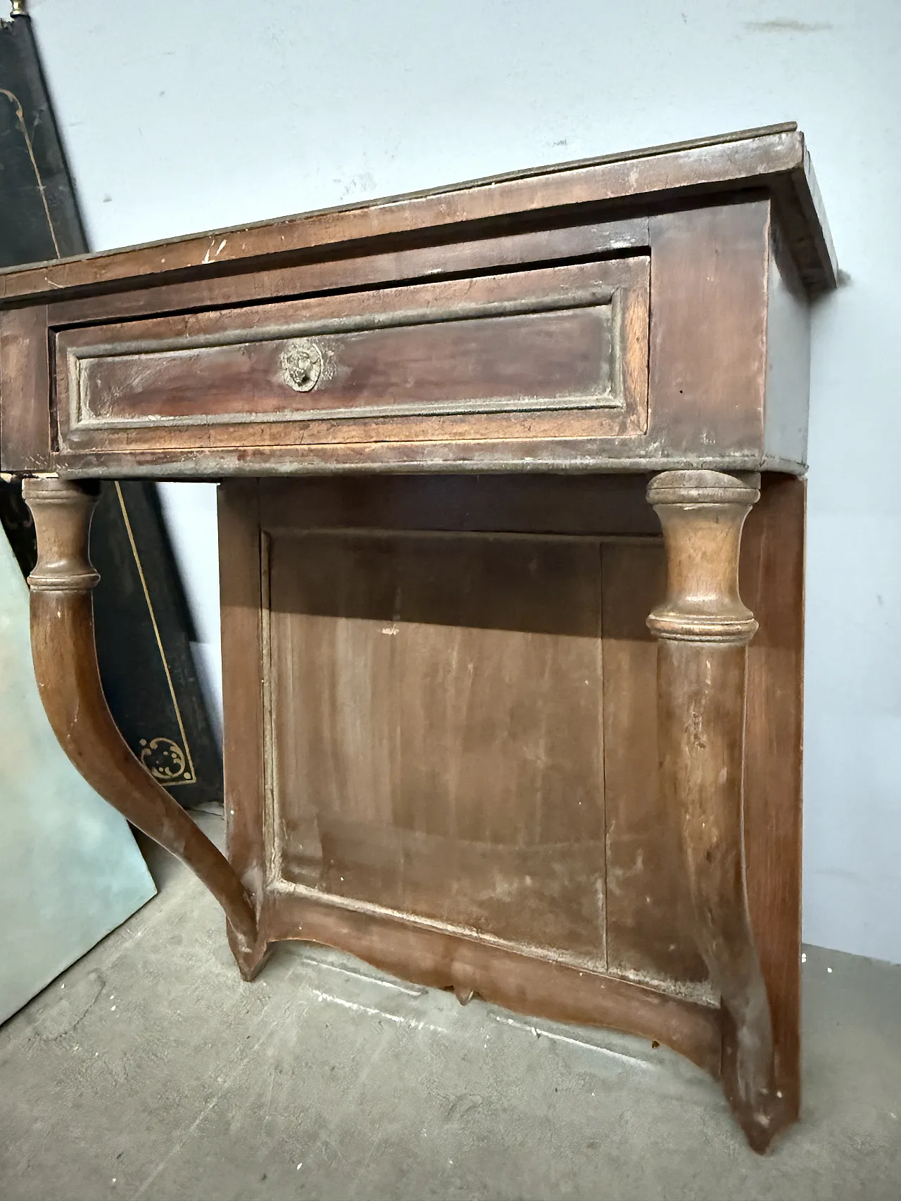 Mirrored suspended Empire console in walnut, 19th century 7