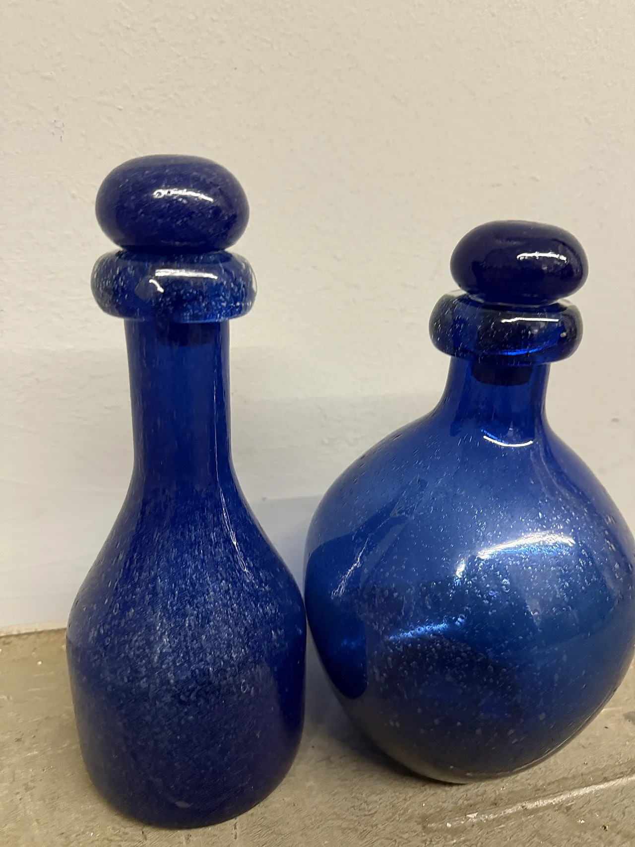 Pair of cobalt blue vases, modern Murano glass, 1970s 1