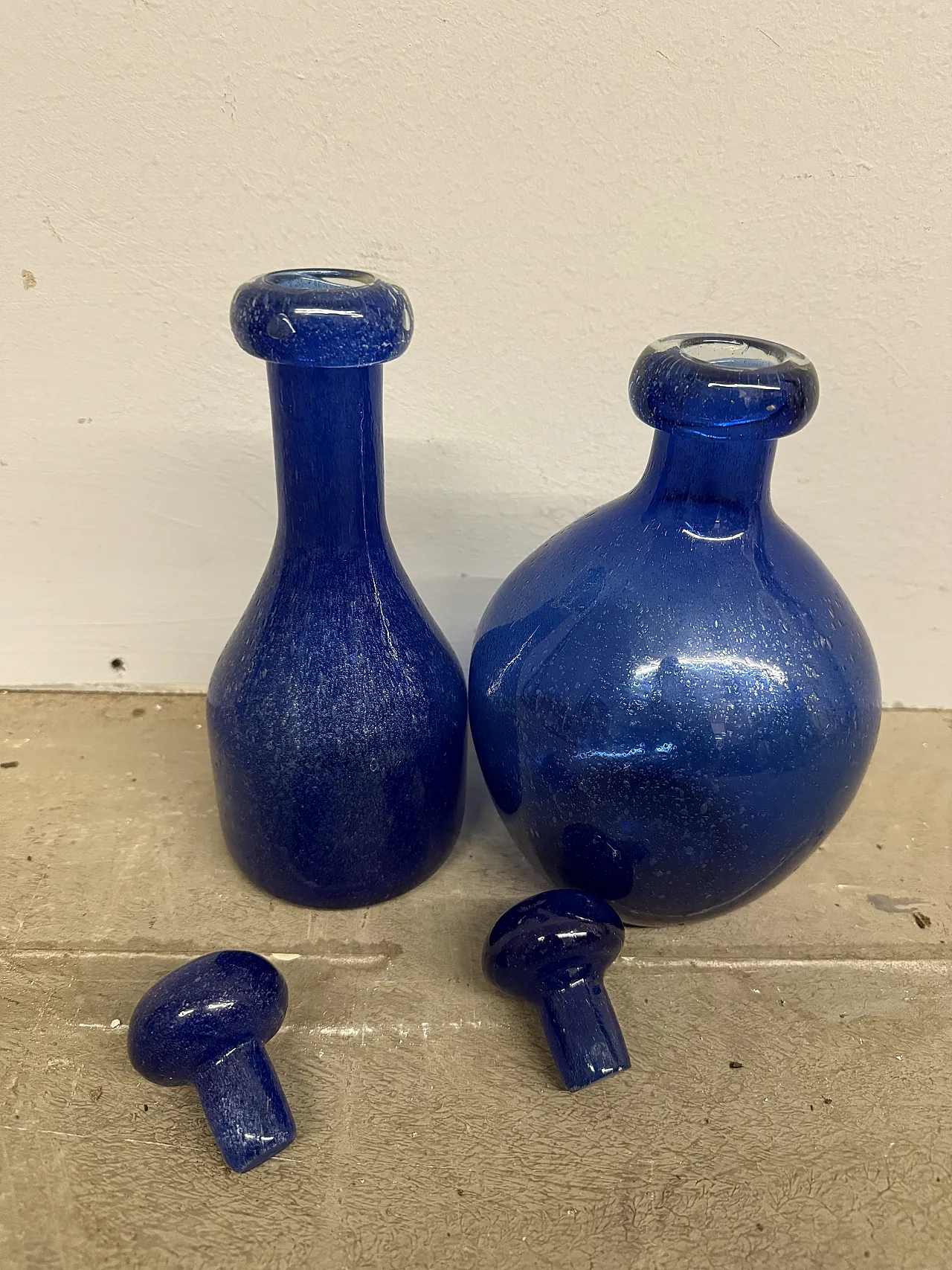 Pair of cobalt blue vases, modern Murano glass, 1970s 5
