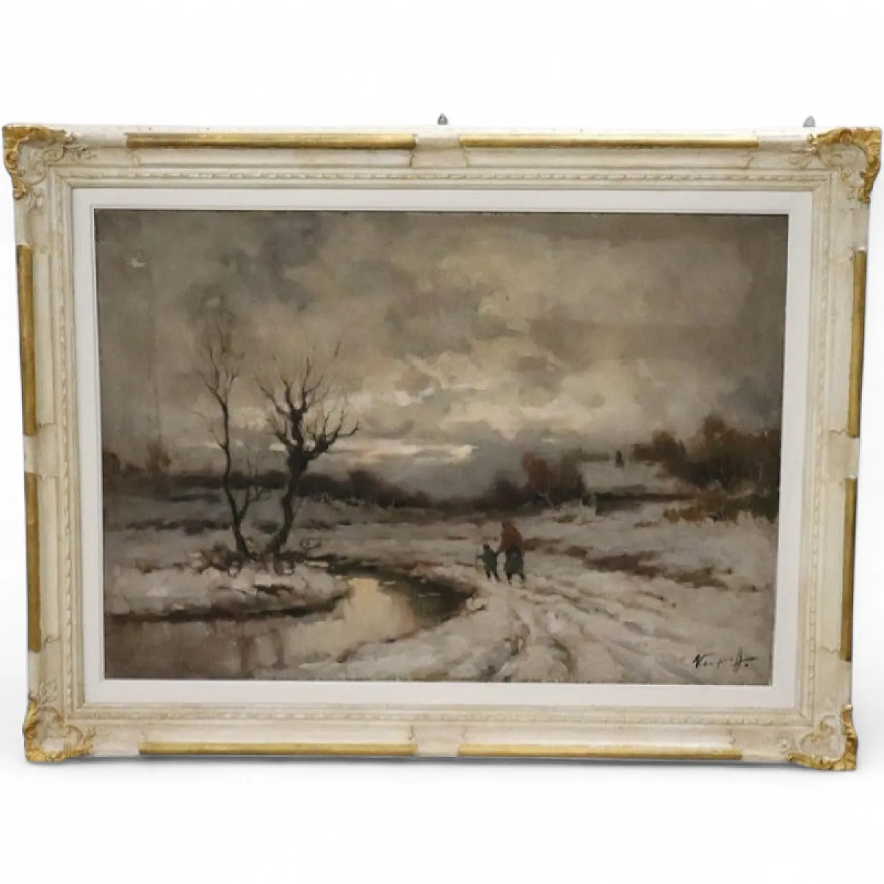 Paesaggio invernale, olio su tela firma Karpoff, '900 17