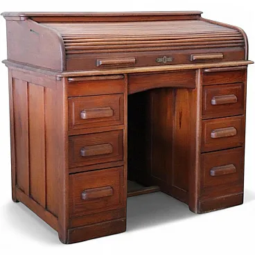 Scrivania a rullo in rovere, inizi '900