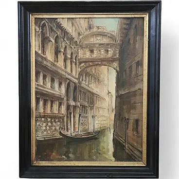 Olio su tela, Venezia il Ponte dei Sospiri, firma C. Rizzi '900