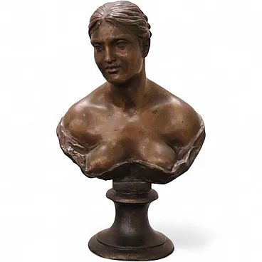 Piccolo busto di giovane donna in bronzo, firma Gemito