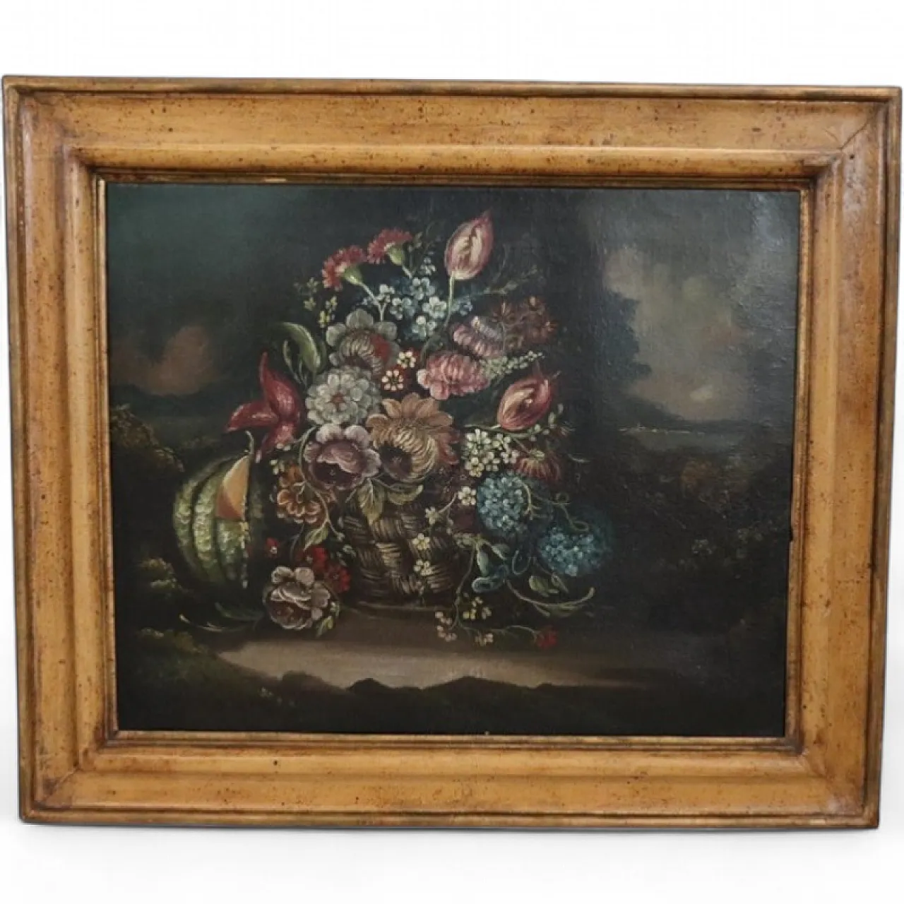 Dipinto olio su tela, natura morta con fiori, '700 16