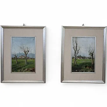 Rural landscapes, oil on panel, early 1900s