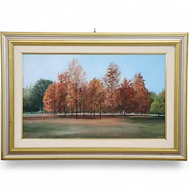 Autumn landscape, oil on canvas cardboard, 1900s