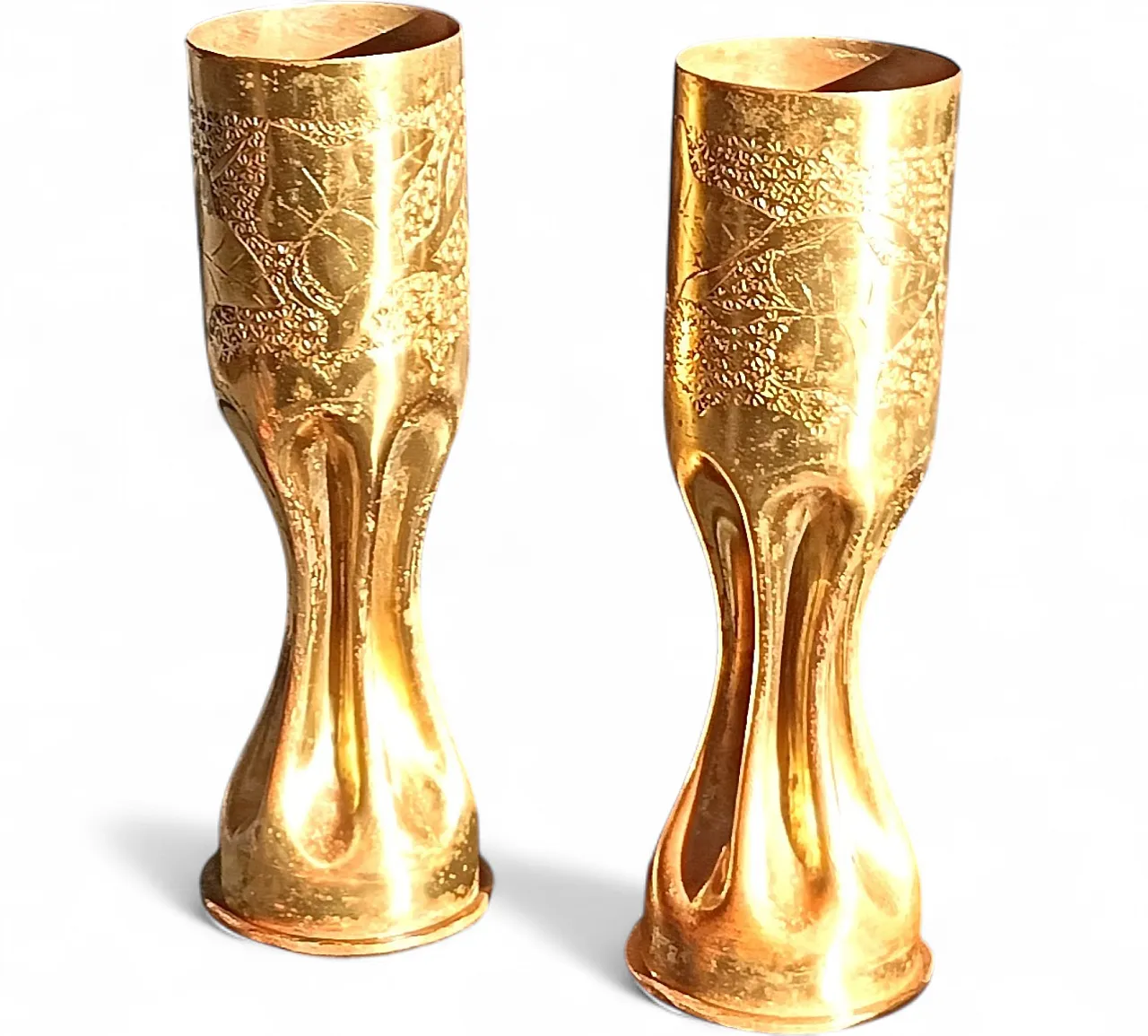Pair of brass candlesticks, 1916 16