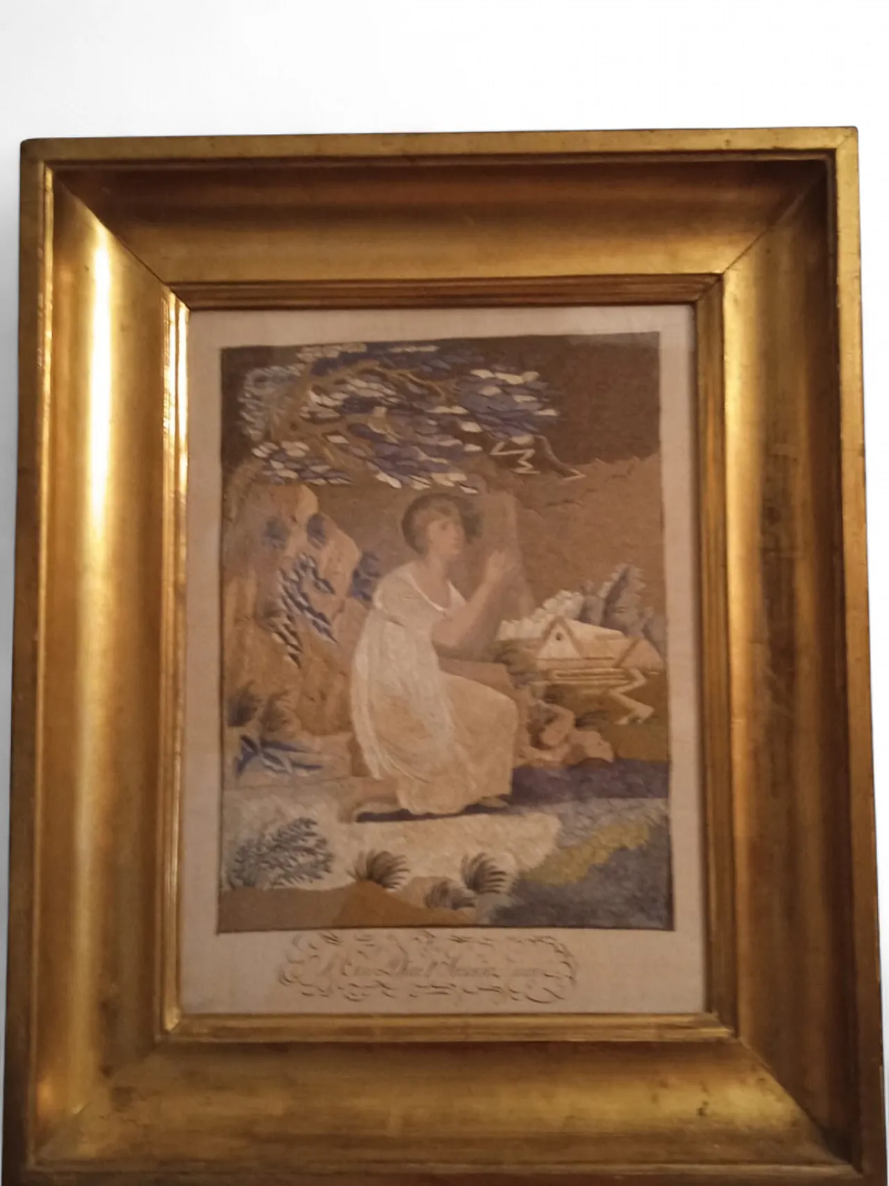 French silk Embroidery of an angel, 1805 5