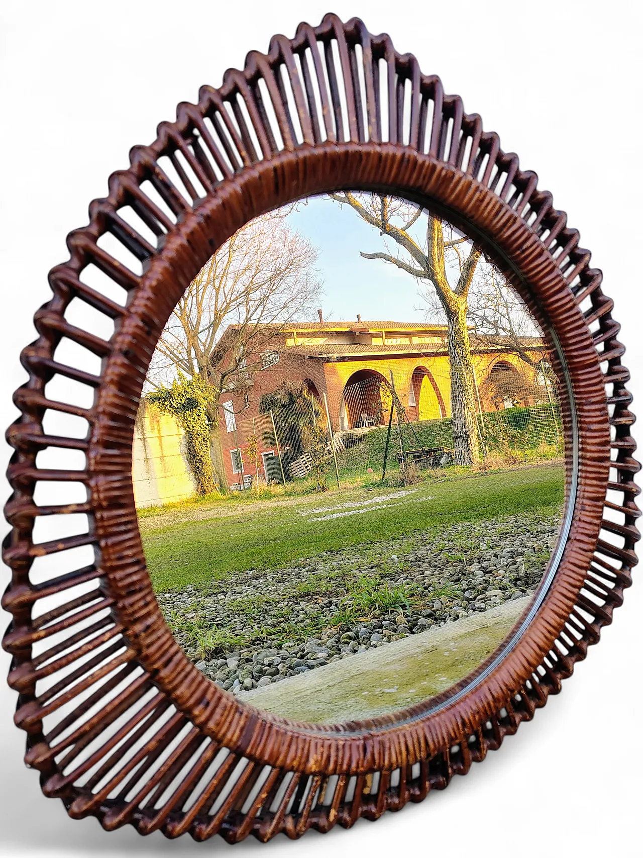 Specchio con cornice intrecciata atribuibile a Franco Albini, anni '60 16